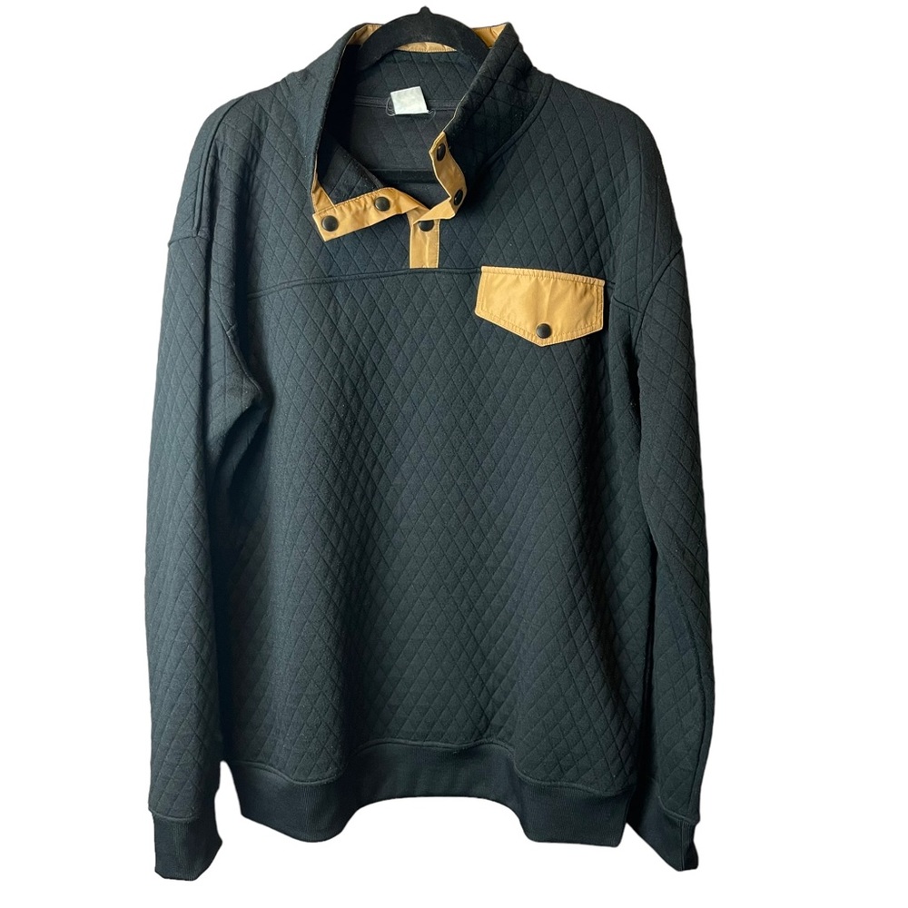 Zyia Black Quilted Snap Pocket Sweatshirt XXXL